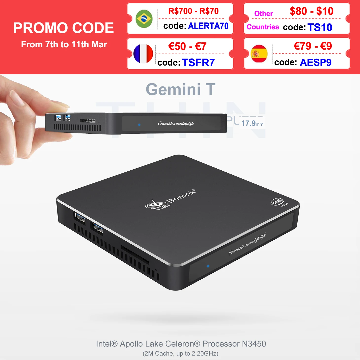 Мини-ПК Windows 10 T34 Intel Celeron N3450 четырехъядерный 2 ГГц 6 ГБ DDR3 128 Гб SSD Win10 Linux NUC Ubuntu