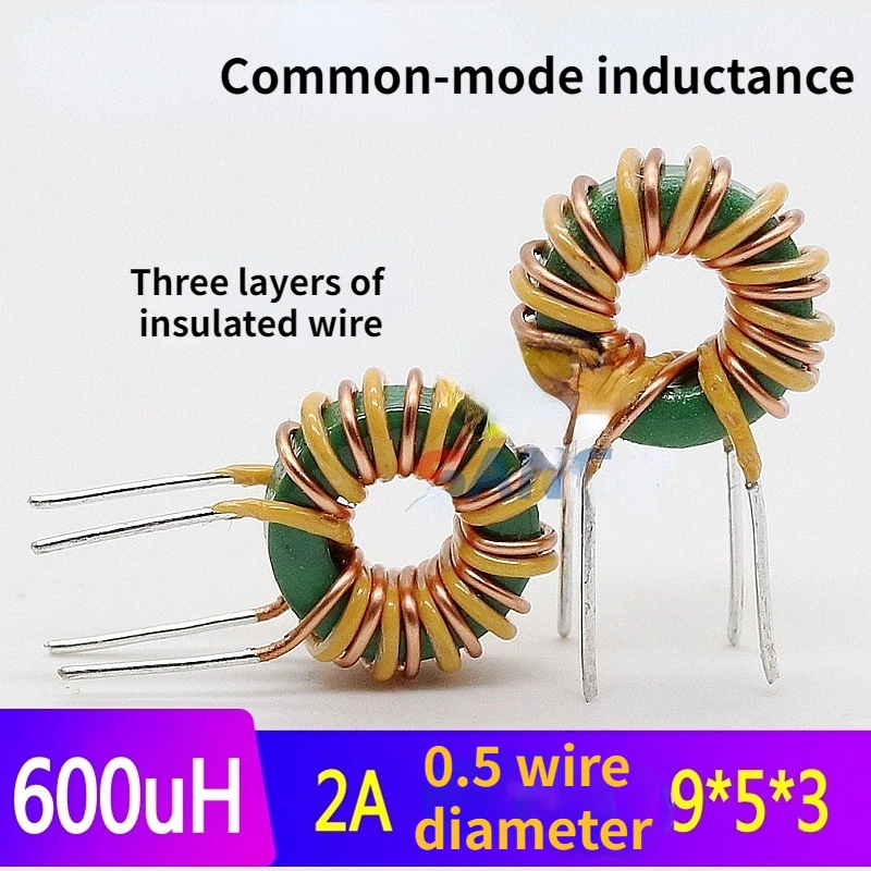 

10Pcs Three Magnetic Common Mode Inductance 9*5*3 600UH 0.5 Three-layer Insulated Wire Magnetic Ring Inductance
