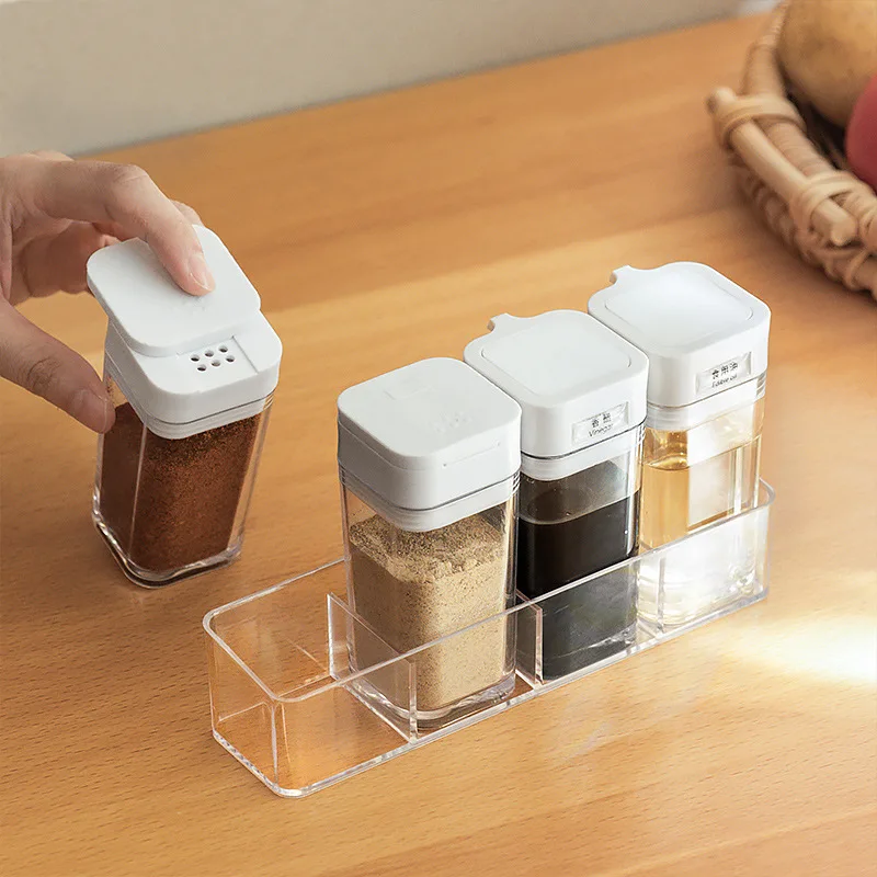 

Kitchen supplies seasoning bottle oil bottle salt seasoning storage bottle combination four-piece set spice jar seasoning box