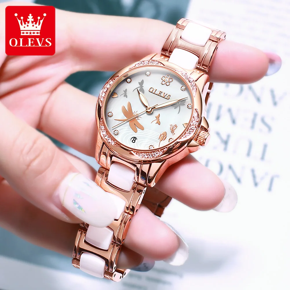 OLEVS 6610 Ceramic Strap Waterproof Watches for Women Automatic Mechanical Ceramics Full-automatic Fashion Women Wristwatches enlarge