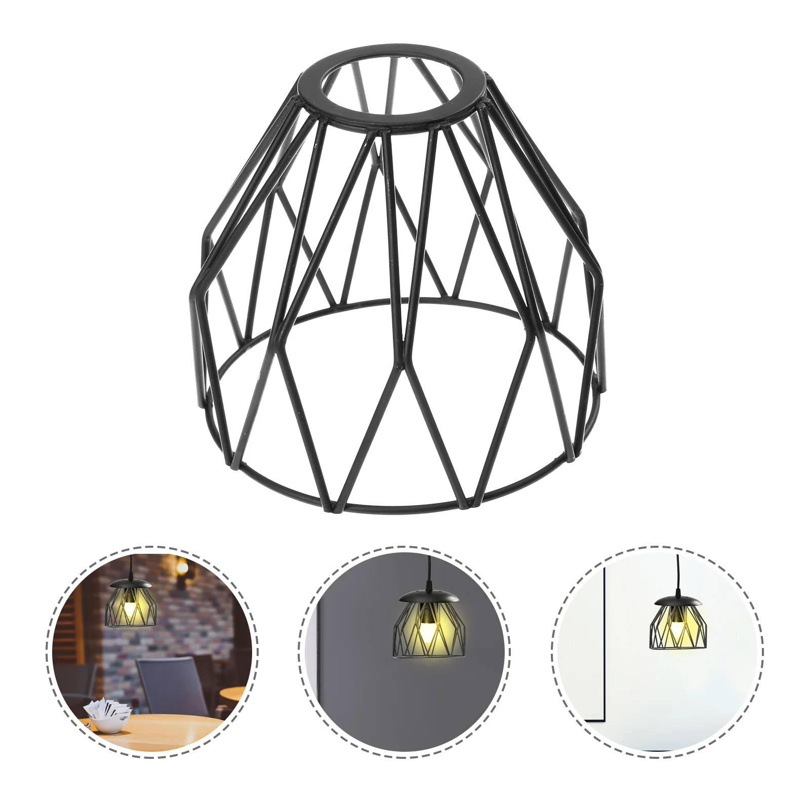 

Metal Trim Lampshade Creative Pendant Light Cover Chandelier 9.3x8cm Home Ceiling Black Wrought Iron Aisle Accessory