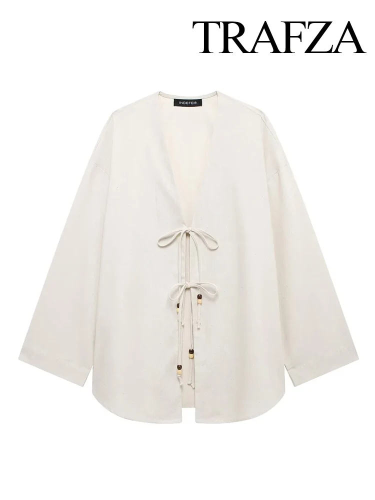 Женская блузка-кимоно из хлопка и льна 4 цвета