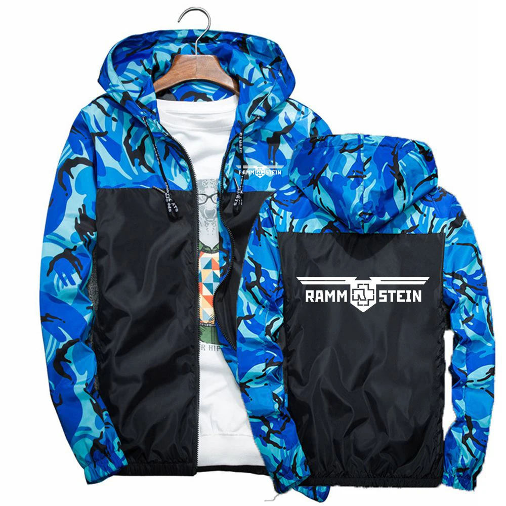 

RAMSTEIN Germany Metal Band 2023 Men's New Spring Autumn Fashion Print Jackets Camouflage Stitching Windbreaker Coat Sport Top