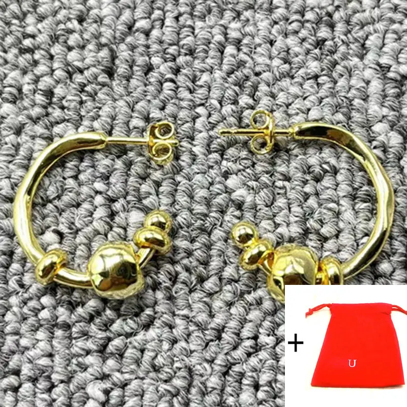 

Best Selling Creative Spanish Original Fashion Simple Electroplated 925 Silver 14k Gold Hoop Earrings Day Jewelry Gift