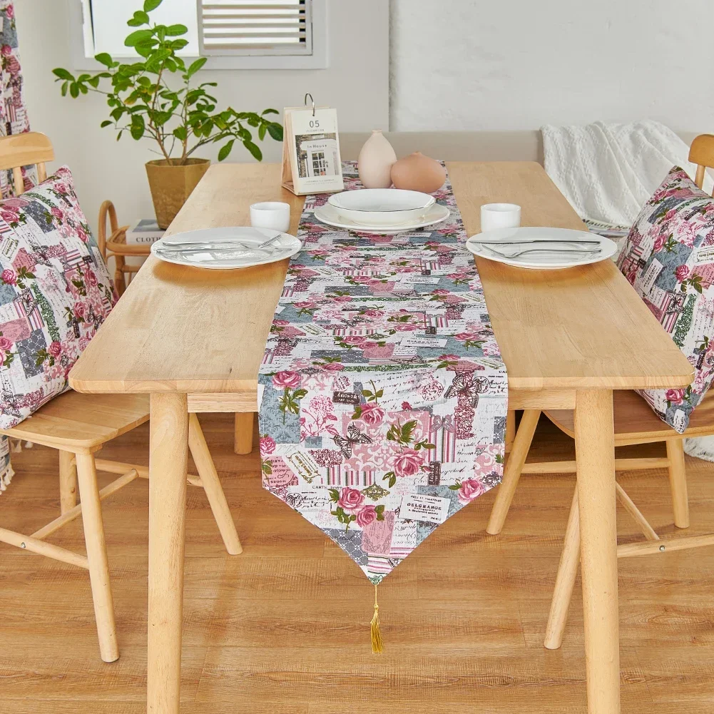 LEEJOOM Европейский стиль деревенский розовый цветочный принт скатерть полиэстер