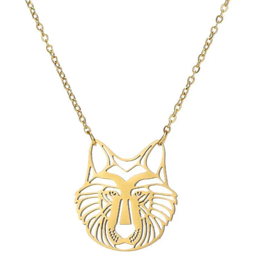 

TOOCNIPA Fashion Stainless Steel Animal Lion Necklace For Women Daily Jewelry Hollow Lion Pendant Necklace Collares De Moda