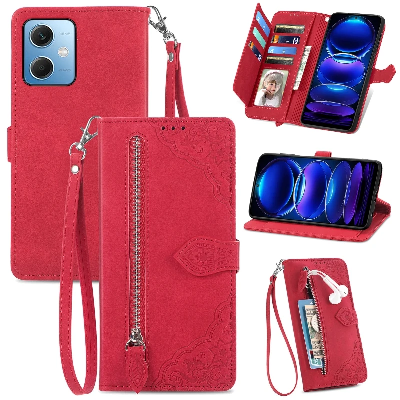 

Zipper Wallet Multi Cards Wrist Strap Flip Cover For Xiaomi Redmi 10 9T Note11 10 Pro 9S 8T 7 6 4X Magnetic Leather Phone Case