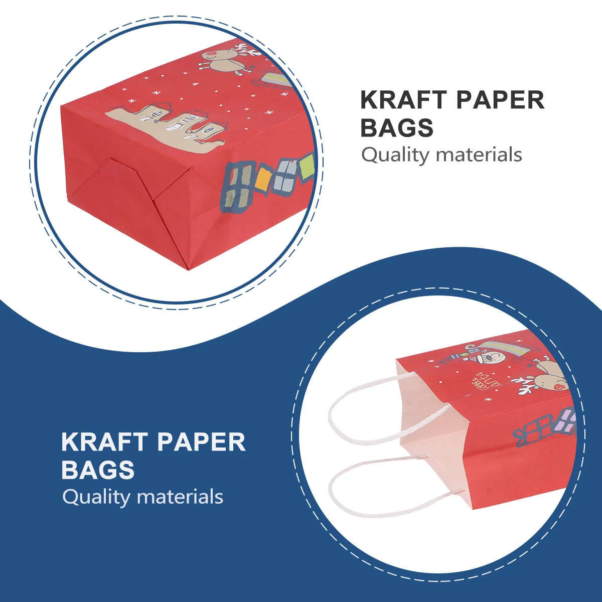 24 Hand Tote Kraft Paper Bag Christmas Bag Festival Bag for Decor Candy Gift