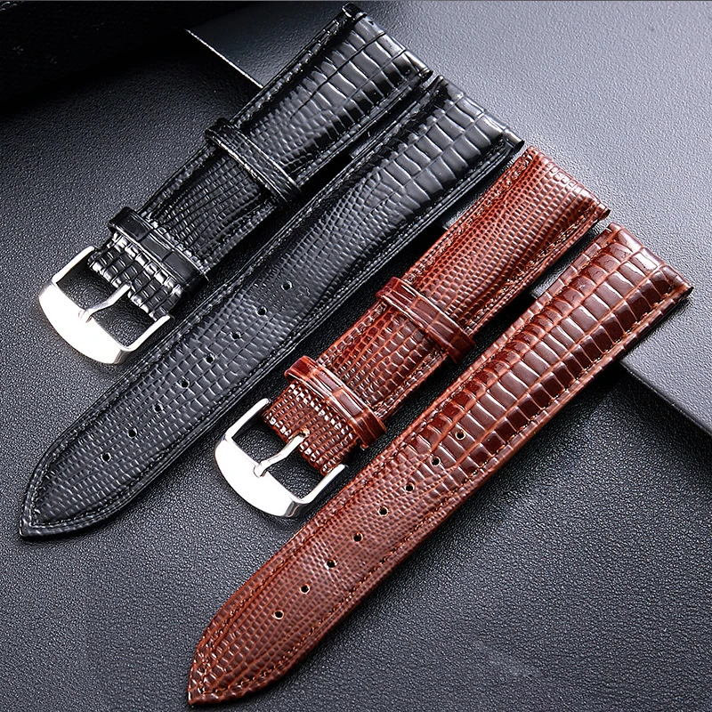 

12/14/16/18/20/22/24mm Leather Watchband Pin Buckle Watch Strap for Women and Man Watch Chain Accessories Lizard Texture New