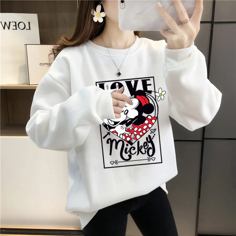 Disney Mickey and Minnie Mouse Loving Couples Matching Sweatshirt Hooded for Women Men Crewneck Thick Las Mujeres Sweetshirts