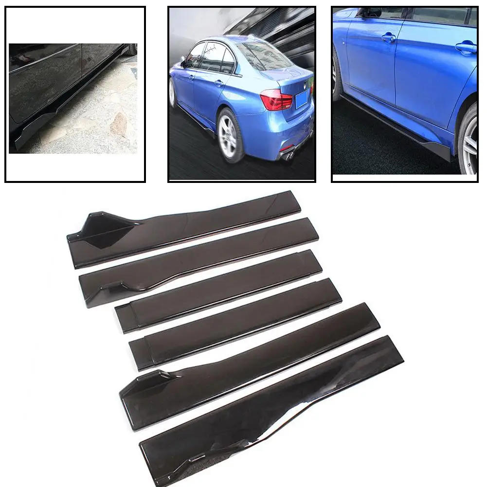 

Universal 3 Sections Side Skirt Splitter Car Modified Black Side Skirts Extension Rocker Plate Lip Trim Bumper Spoiler Wing 2.2M