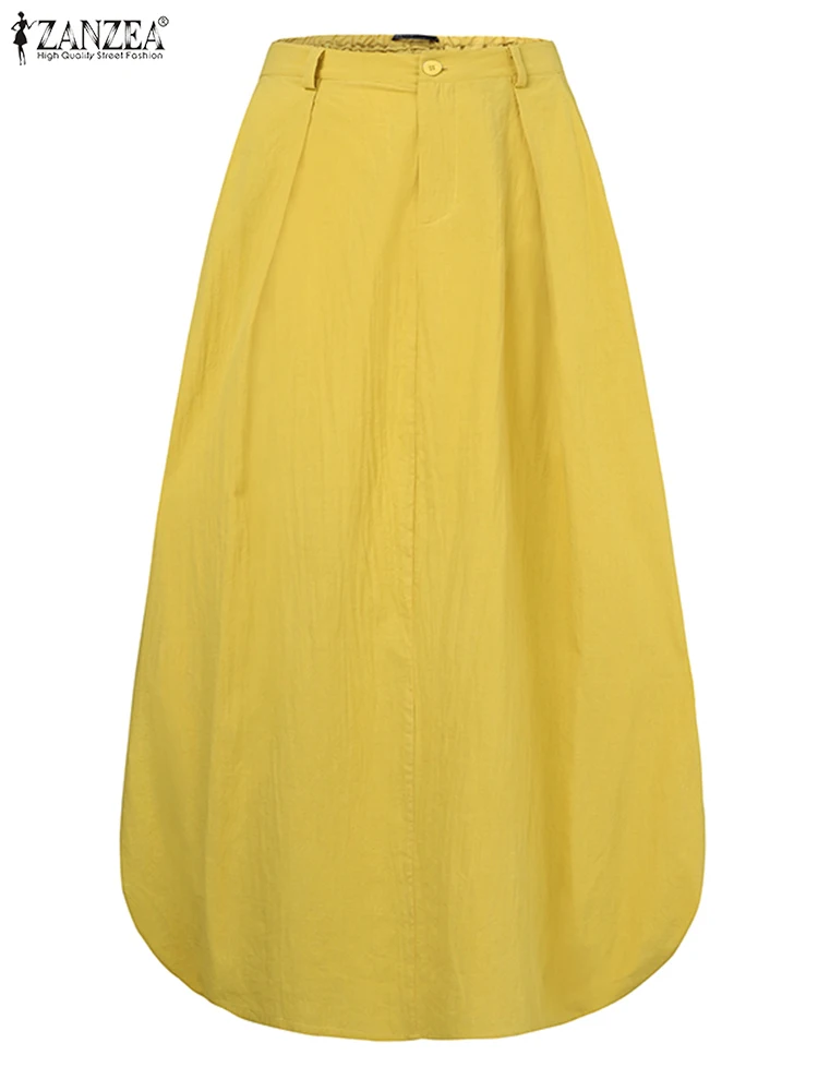 Женская однотонная длинная юбка ZANZEA осенняя винтажная на молнии Модная