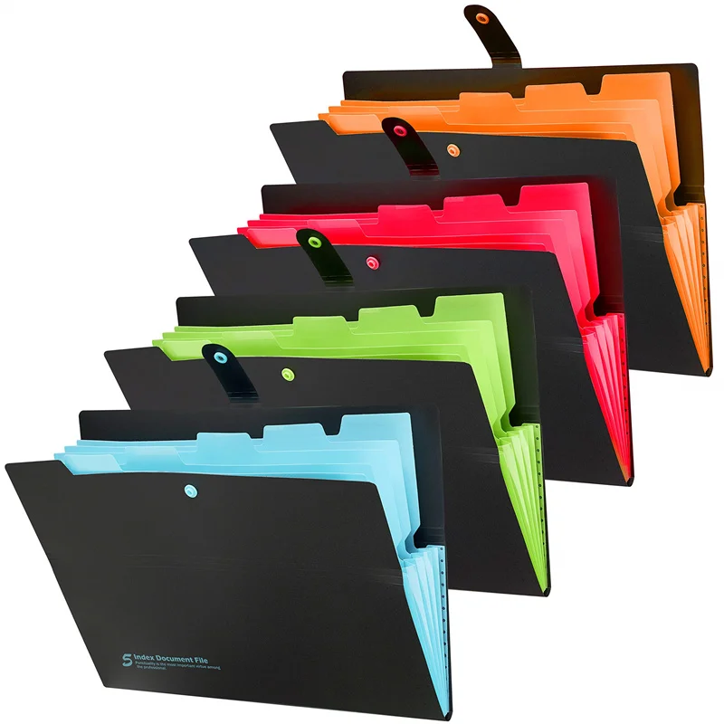 

A4 Expanding File Folder with 6 Pockets Portable Snap Closure File Folder Cards Invoice Receipt Bill Organizer Filling Accordion