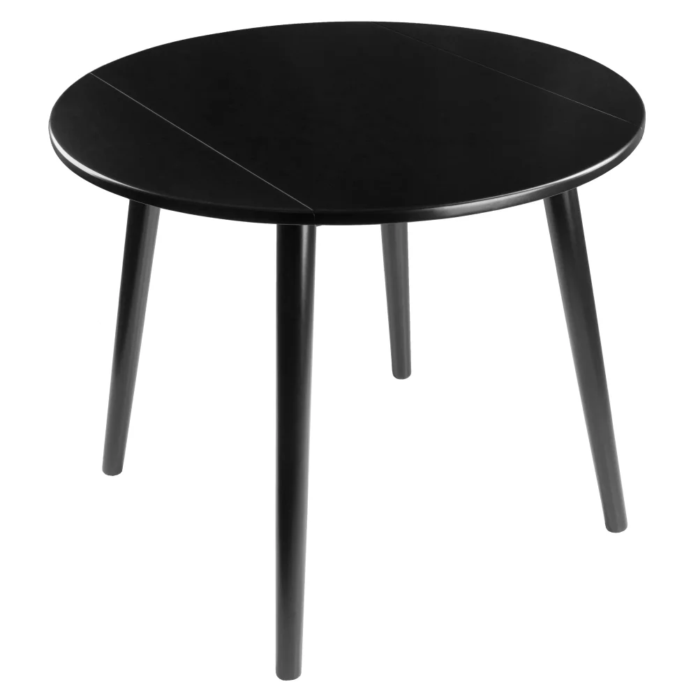 

Wood Moreno Round Drop Leaf Dining Table, Black Finish round table coffee table for living room