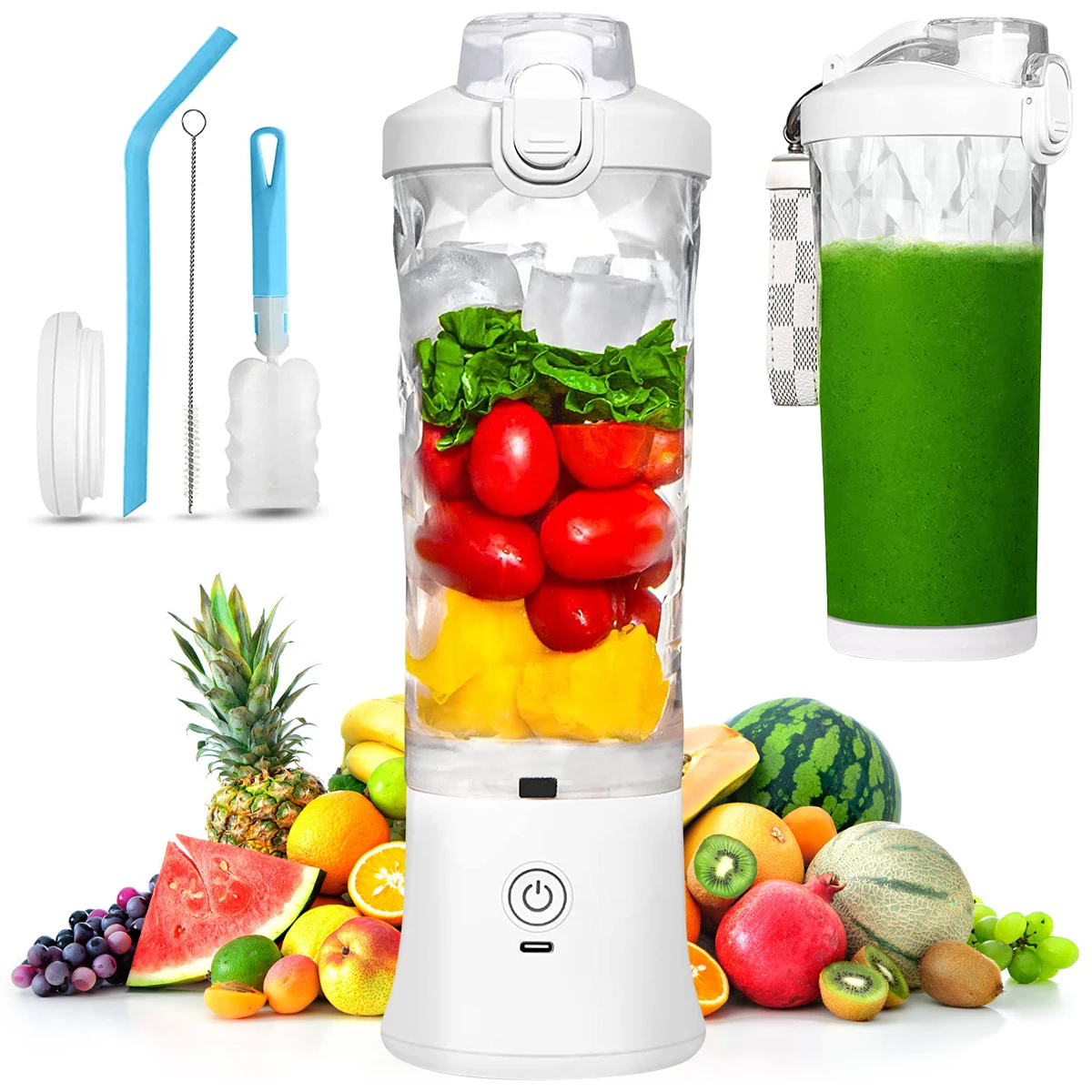 New Portable Blender 150W Personal Size Blender for Shakes and Smoothies with USB Rechargeable and 6 Sharp Blades 600ml/20oz
