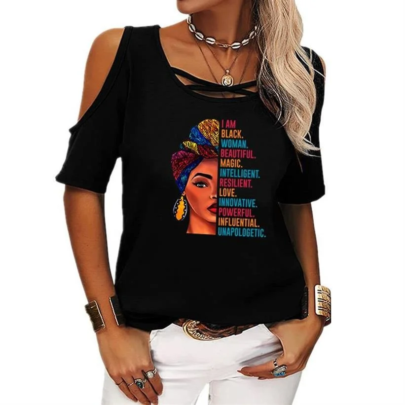 

Black African Woman O-hals Off Shoulder Korte Mouw Shirt Vrouwen Sexy Zomer Casual T-shirt Mode Losse Trui Sling Tops