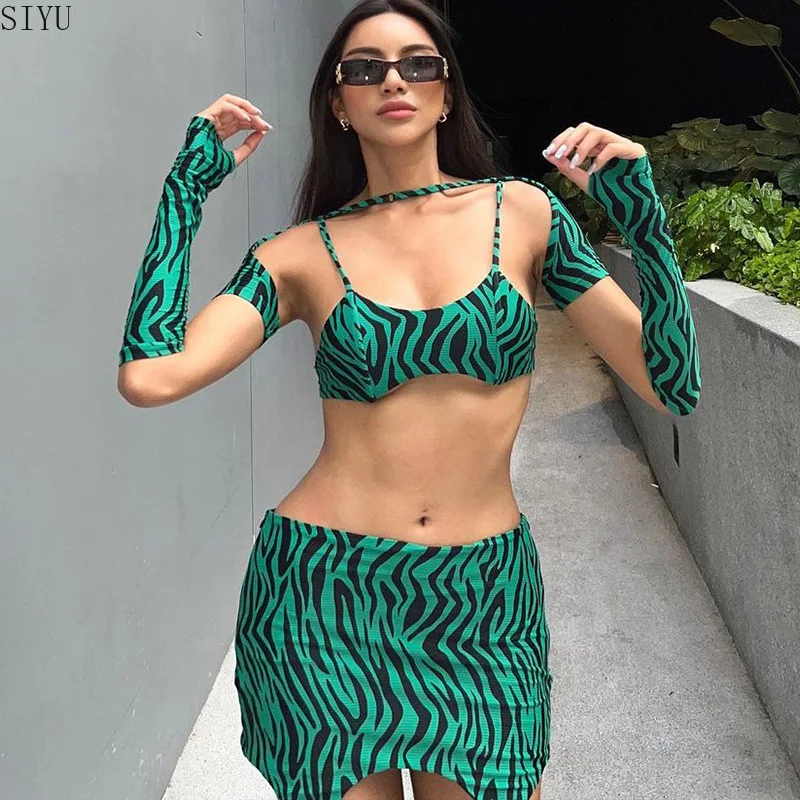 

Комплект из двух предметов, женский летний комплект с юбкой, привлекательные пляжные наряды для женщин, бандажный праздничный наряд с рюшам...