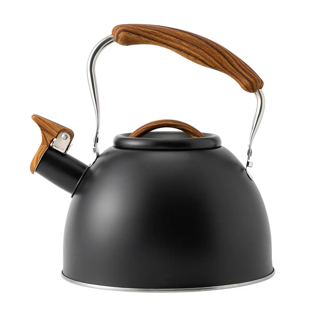 

Portable Tea Kettle Whistle Whistling Pot Water Folding Handle 20X20X22.5CM Black Stainless Steel Boiling