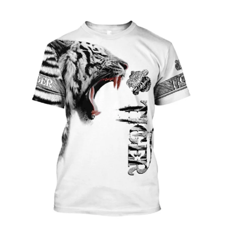 

Summer New 3D Print T-shirt Lion Tiger Men's Loose Sports Leisure Short Sleeve Oversized O-Neck XXS~6XL Street Men's Tshirt