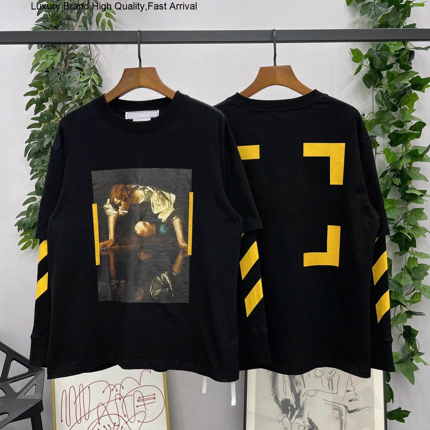 

И весенне-осенний пуловер с портретным принтом handstand, Высококачественная футболка из 100% хлопка с имитацией двух длинных рукавов