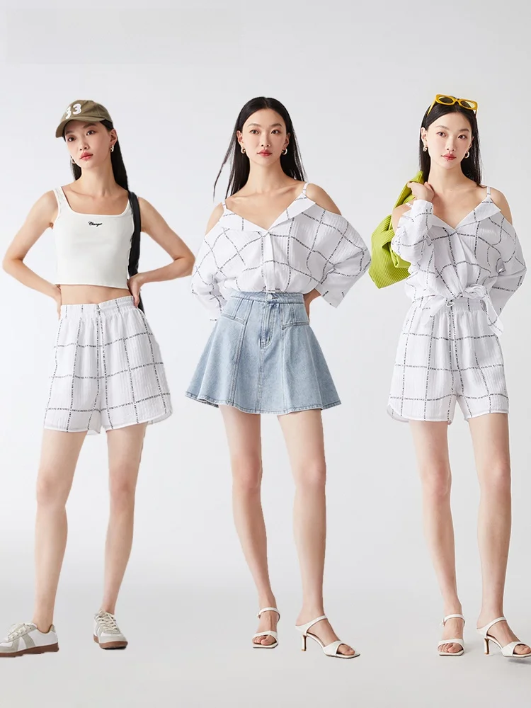  Ole шорты женские летние новые с высокой талией прямые повседневные свободные