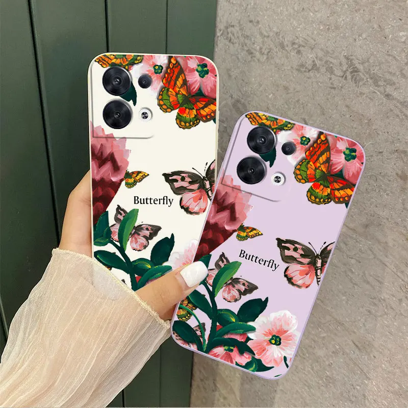 Силиконовый чехол для телефона Butterfly Garden OPPO Reno 8Pro 8T 10 10Pro Plus 8 7Z 7Lite 6Lite 6ProPlus 5Pro 5Lite 6 6Z