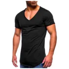 Мужская Однотонная футболка с коротким рукавом, летняя дышащая футболка для тренировок, фитнеса, сексуальная облегающая футболка с V-образным вырезом, спортивный пуловер, топы для мужчин