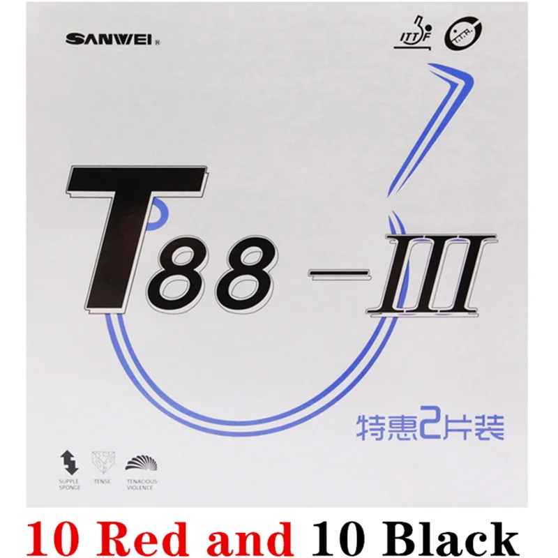 10 Red 10 Black SANWEI T88-III (T88-3) Table Tennis Rubber Half sticky sponge pimples in Ping Pong Rubber