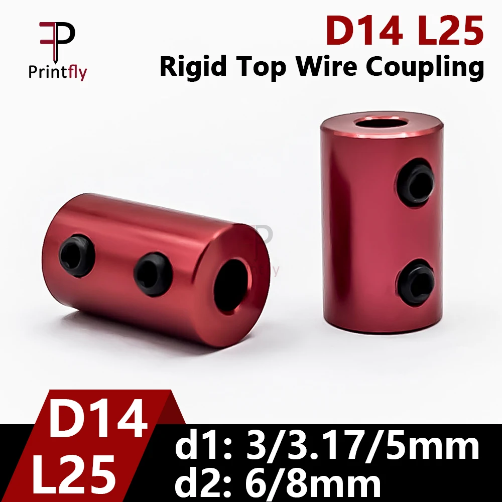 

Printfly D14L25 Rigid Top Wire Coupling Aluminum Alloy Bore 3 3.17 5 6 8mm D14 L25 CNC Jaw Shaft Motor Coupling Red