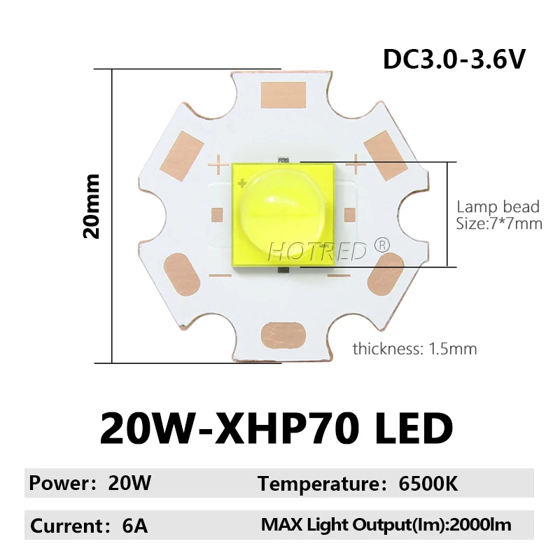 

LED-бусины HotRed XHP70 XHP90 XHP110 3A 6A 10A 24A для фонарика