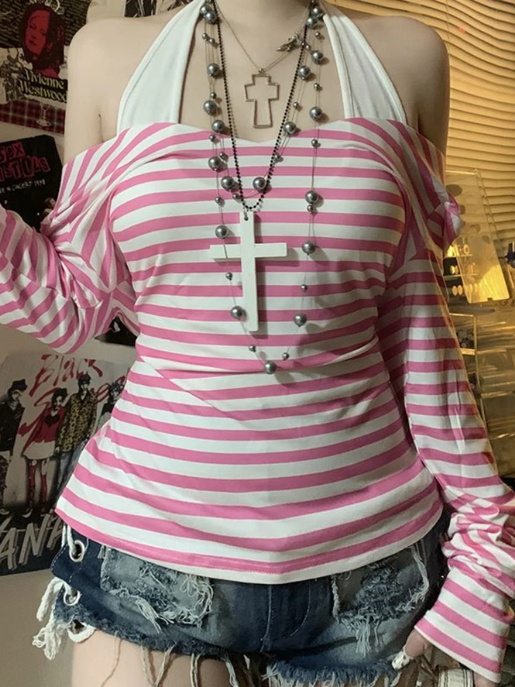 Женские футболки HOUZHOU Y2K полосатые