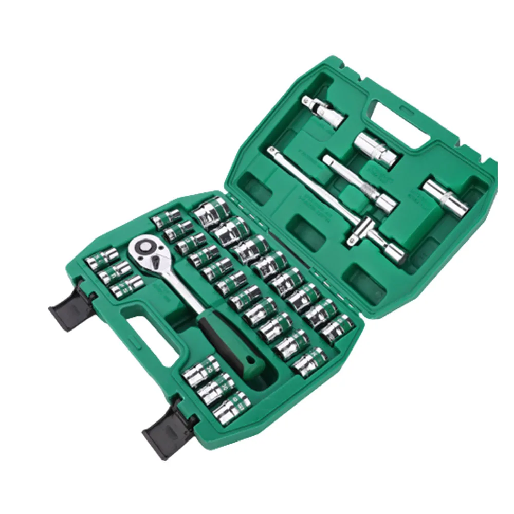 

Automobile Sleeve Group Green Belt Sleeve Mirror High Carbon Steel Electroplating Compact Auto Repair Combination Tools