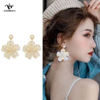 xiaoboacc s925 silver needle crystal big flower earrings for women fashion exaggerated drop earrings jewelry wholesale
