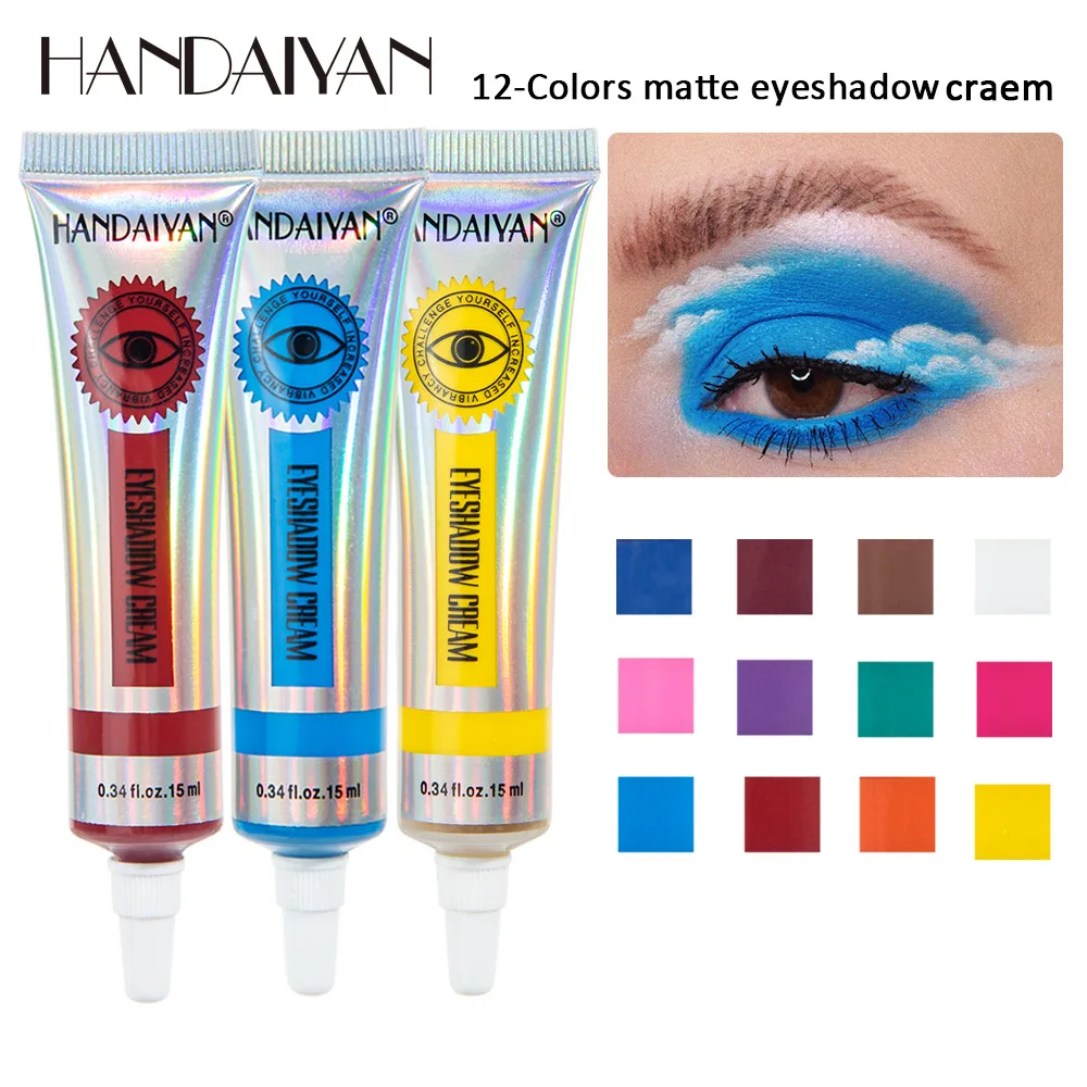 

12 Colors Matte Neon Eyeshadow High Pigment Easy To Apply Velvet Longlasting Multi-function Makeup Eye Shadow Cream