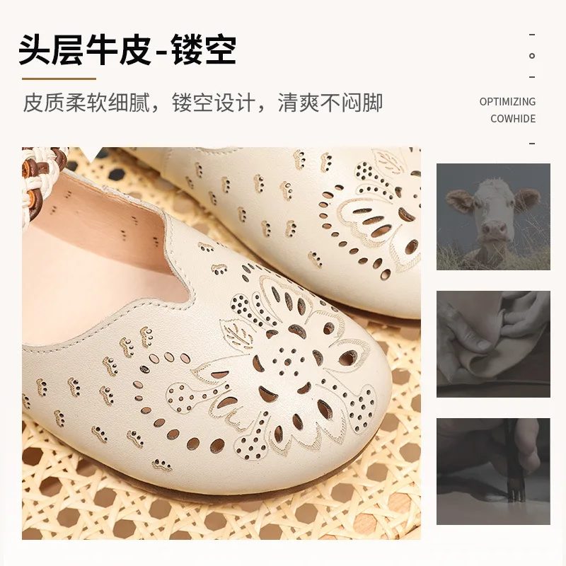 Xiuteng Women Loafer Casual 2022 New Spring Genuine Leather Casual Mother Shoes Comfortable Non-slip Large Size Ladies Flat Shoe
