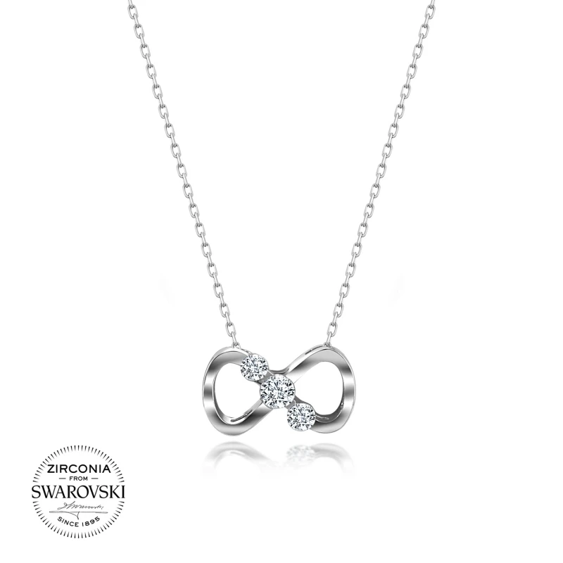 ?? シルバー925スターリングスワロフスキージルコニアキュービックジルコニアインフィニティネックレス