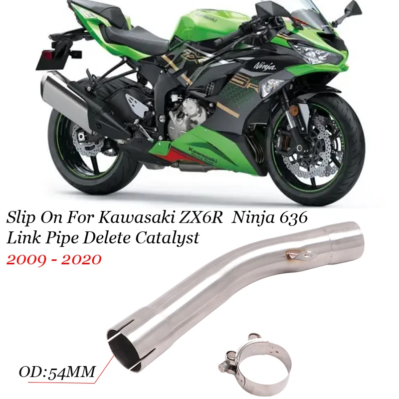Slip On For Kawasaki ZX6R ZX-6R Ninja 636 2009 - 2020 Years Motorcycle Exhaust Escape Modified Middle Link Pipe Delete Catalyst