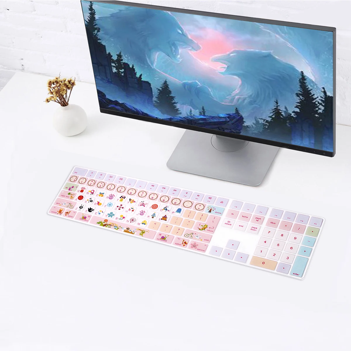 

Симпатичная накладка на клавиатуру с принтом для Apple iMac, беспроводная Волшебная клавиатура с цифровой клавиатурой MQ052LL/A A1843 2017 2018, дизайн ЕС, США