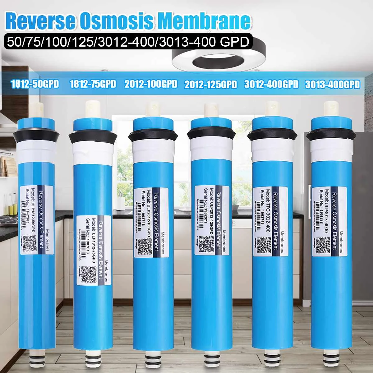 

50/75/100/150/400GPD Home Kitchen Reverse Osmosis RO Membrane Replacement Water System Filter Purifier Water Drinking Treatment