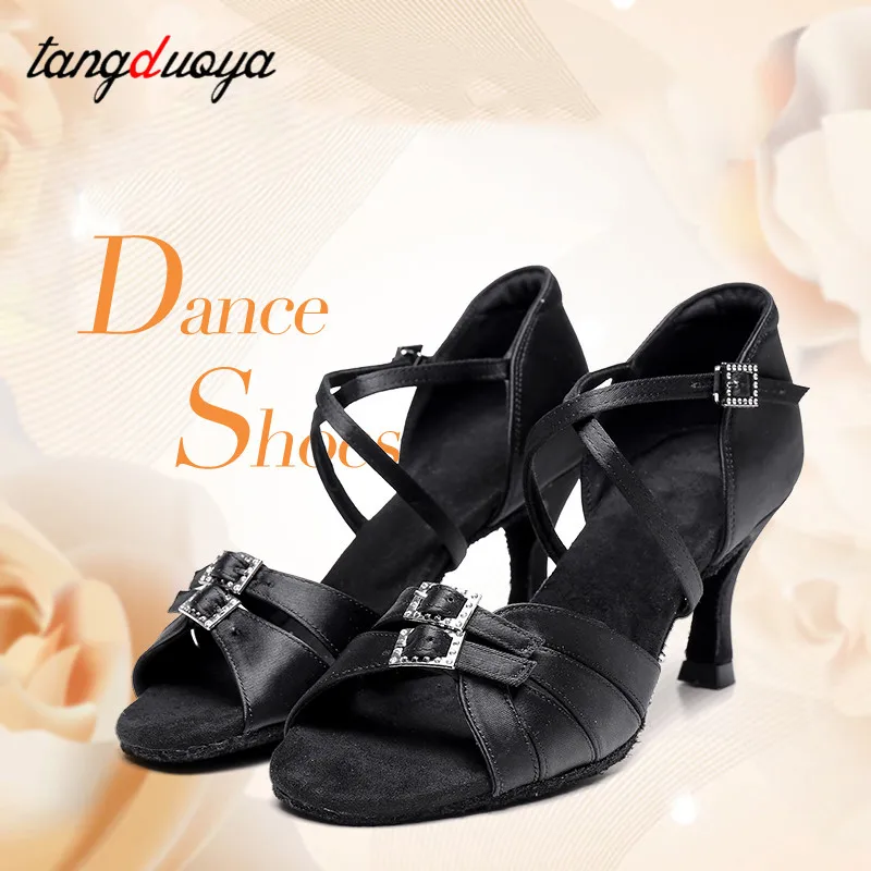 Ballroom Women Latin Dance Shoes Modern Pole Dance Shoes Salsa Tango High Heel Adjustable Latin Shoes For Girls 5/7cm heels