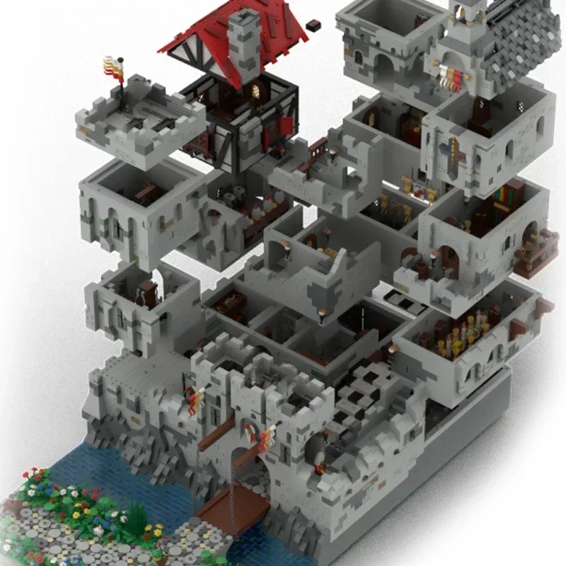 Moc строительные кирпичи модель военного замка высокий камень фортепица