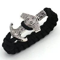 viking men black rope weave ancient bracelet nordic mythology odin raven totem lunavin beads amulet bracelet