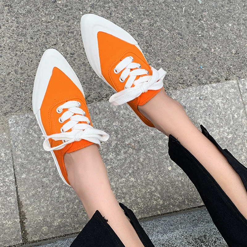 

2023 New Spring Autumn Flats Shoes Women Canvas Sport Casual Shoes Sneakers Running Shoes Loafers Pointed Toe Mujer Zapatillas