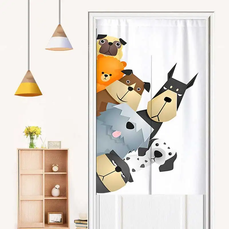 

Cute Cartoon Door Curtain Peep Proof Partition Curtain Hole Free Bedroom Fabric Half Curtain Kitchen Customized Hanging Curtain