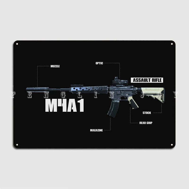 Металлический плакат M4a1 с табличкой кинотеатр гостиная бар пещера