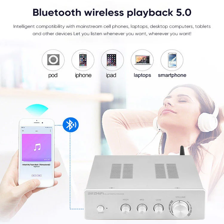 Фото Аудиосистема Hi-Fi 3255-A BT5.0, цифровой усилитель высокой мощности, мини-усилитель класса D 300 Втx2 для стерео домашнего кинотеатра №3