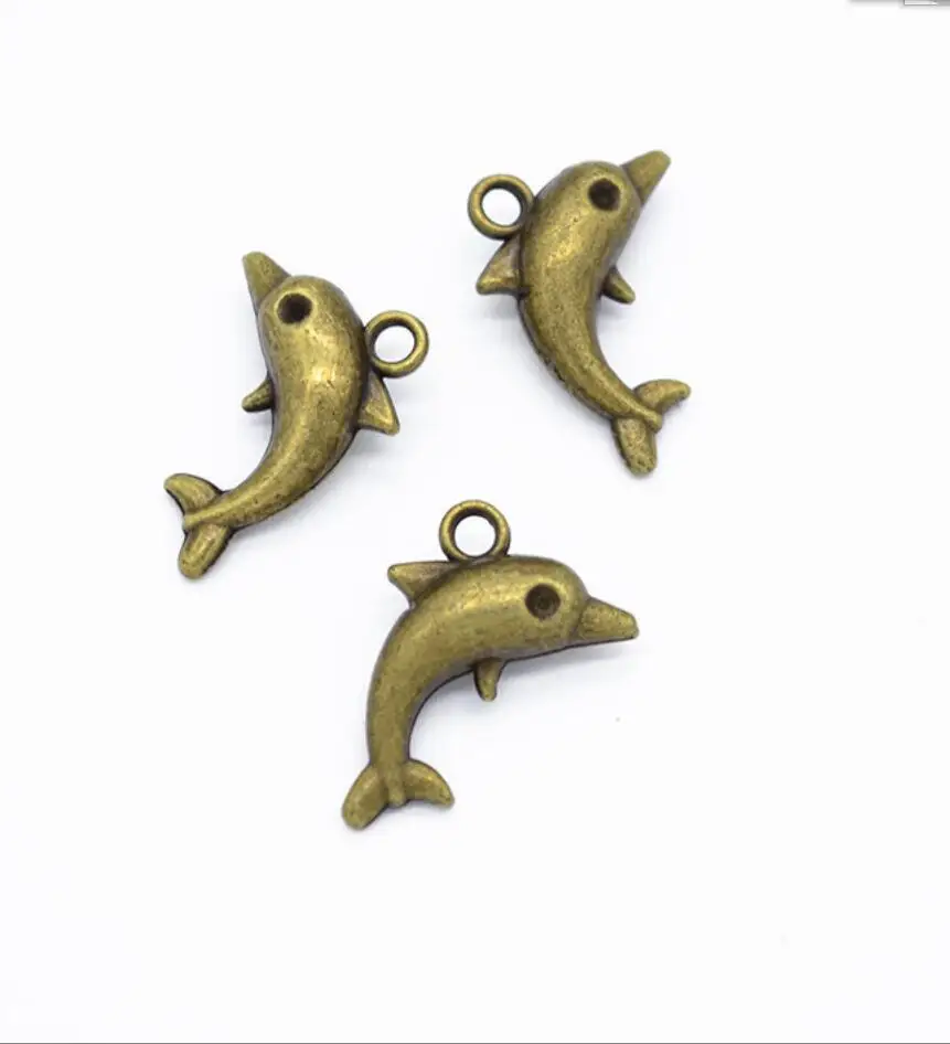 

10pcs Charms Lovely Dolphin 15*17mm Antique Bronze Silver Color Pendants Making DIY Handmade Tibetan Silver Color Jewelry F0846