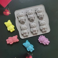 6 cavity silicone cake molds for baking dessert mousse new decorating moulds 3d bear lion cat shape chocolate bakeware tool
