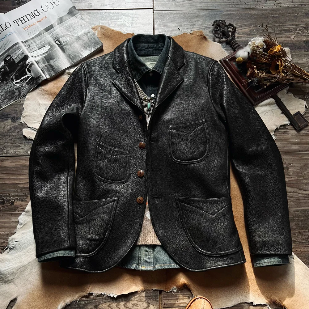 

Brando Italian Tailor La Biesseuno SRL Uncoated Water-Dyed Deerskin Darius Asian Size Suit Leather Jacket&52 Pieces Only