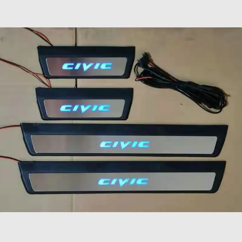 

4 шт. для Honda Civic 2008-2015 светодиодная Накладка на порог из нержавеющей стали защитная накладка на пороги